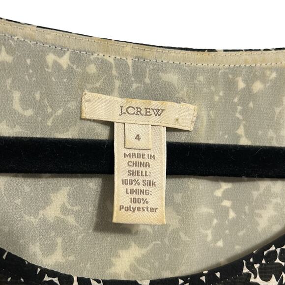 J. Crew Layered Printed Floral Silk Black and White Top Size 4 - Picture 4 of 6